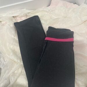GAP Charcoal Leggings with Pink Stripe